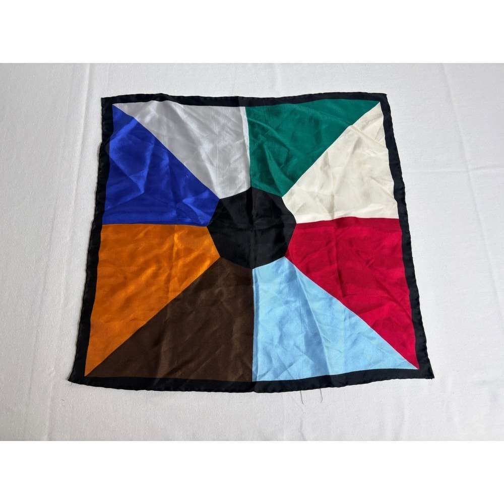 Pocket Square 18 x 18 inches Multicolor Good Geometric Color Block real Silk